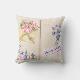 Coussin Vintage Open Book Style Art avec Floral Maman