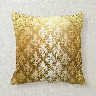 Coussin Vintage, or, fleur de lis, antique, vintage, chic,