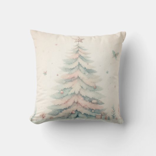 Coussin Vintage pâle Joyeux Noël (Recto)