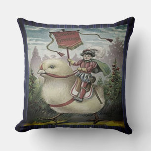 Coussin Vintage Pâques Giant Baby Chick Riding, ZSSG