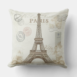 Coussin Vintage Paris Tour Eiffel Jeu d'Oreiller