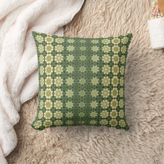 Coussin Vintage pattern in Green and Creme White (Couverture)