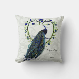 Coussin Vintage Peacock Mariage Anniversaire 40e 50e 60e