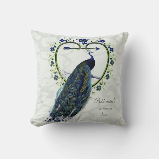 Coussin Vintage Peacock Mariage Anniversaire 40e 50e 60e (Recto)