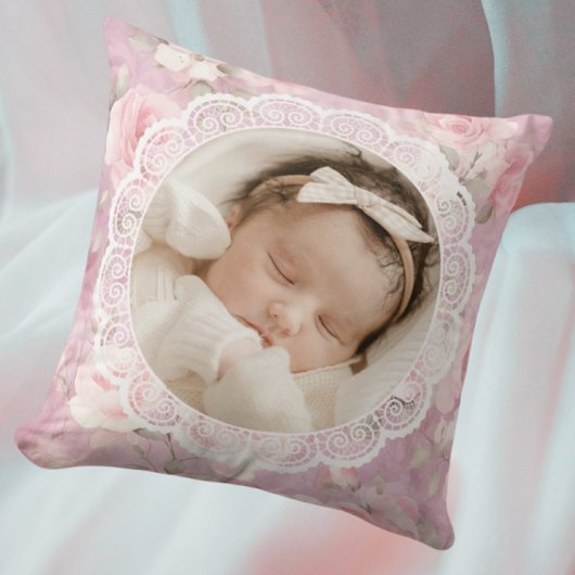 Coussin Vintage Personalized Memory Roses Lace 