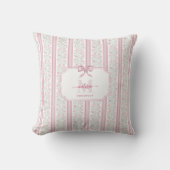 Coussin Vintage Pink Floral Coquette Bow Monogram (Recto)