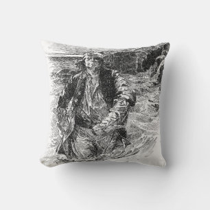 Coussin Vintage Pirates, sir Henry Morgan dans l'océan