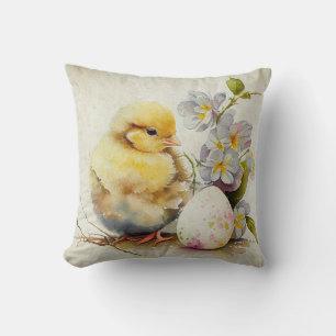 Coussin Vintage poussette de Pâques avec oeufs et fleurs