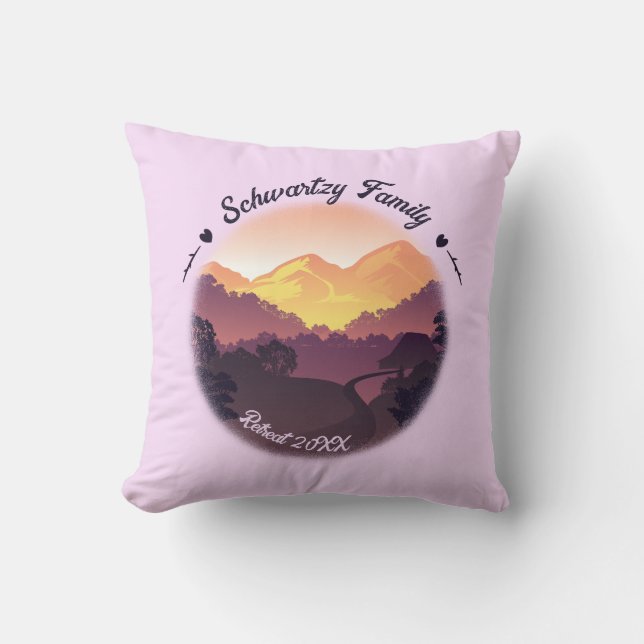 Coussin Vintage Purple Jaune Farmhouse Mountain Sunset (Recto)