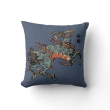 Vintage Qilin chinois sur bleu jeans bleu