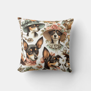 Coussin Vintage Rat Terrier sans fil