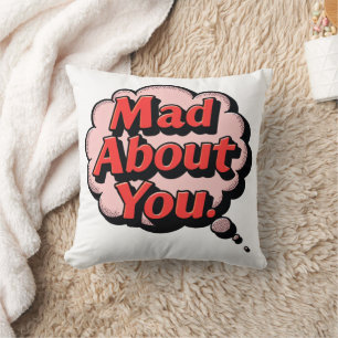 Coussin Vintage Rétro Bande Dessinée Pop Art "Fou de Toi"