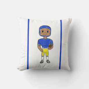 Coussin vintage retro joueur de football bleu jaune simple