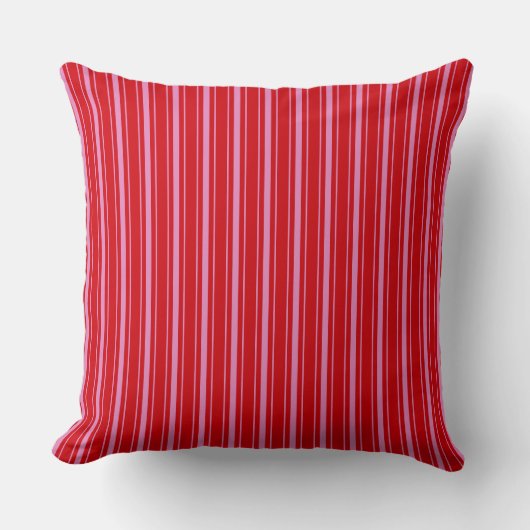 Coussin Vintage Retro rouge et rose Tickching rayé (Recto)