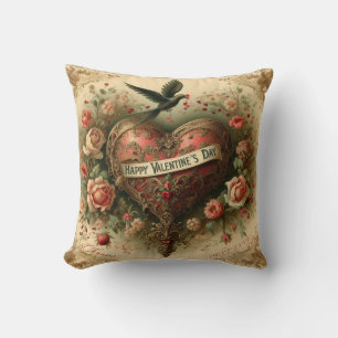 Coussin Vintage/rétro/Victorian Valentine's day heart