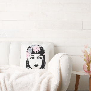 Coussin Vintage Roaring 20's Portrait Flapper Girl