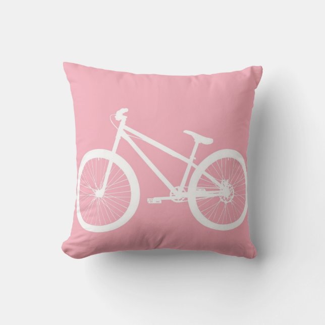 Coussin vintage rose et blanc de bicyclette (Recto)