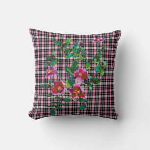 Coussin Vintage Rose rose plaid
