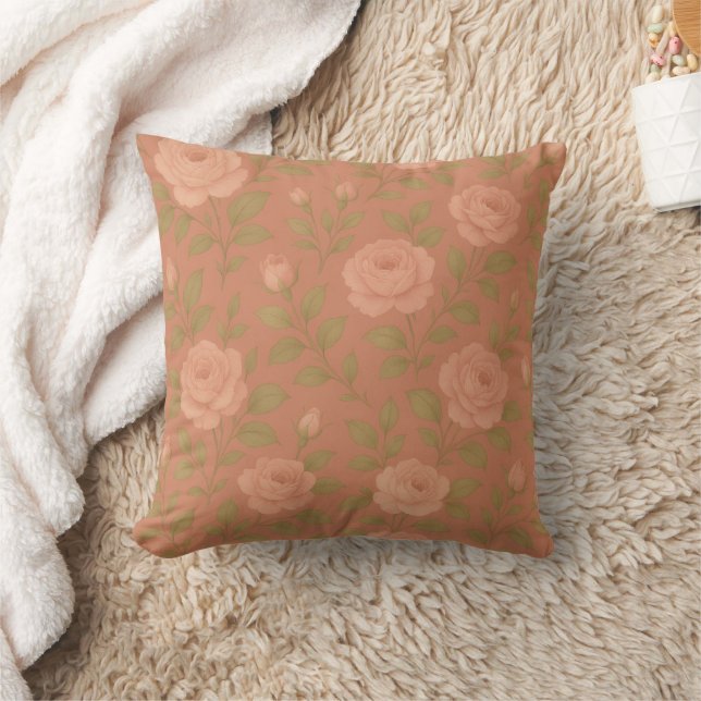 Coussin Vintage Rose Throw Pillow (Couverture)