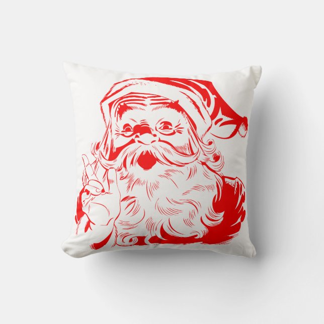 Coussin Vintage Rouge Joyeux Noël Père Noël (Recto)