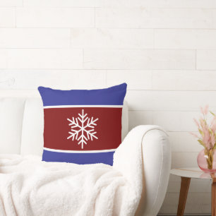 Coussin Vintage rouge profond bleu blanc rayures
