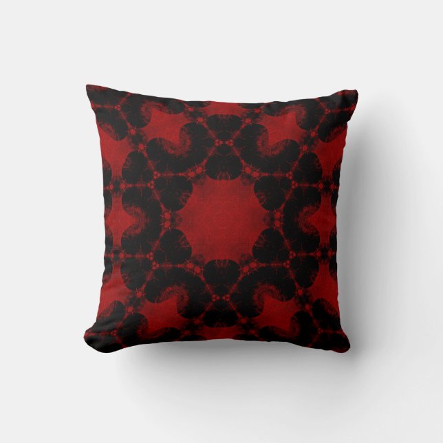Coussin vintage rouge, Tapisserie noire (Recto)
