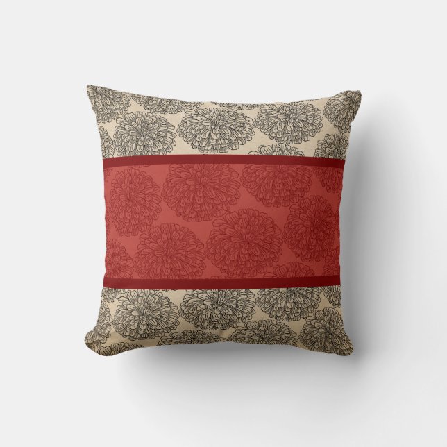 Coussin Vintage rouge Zinnia (Recto)