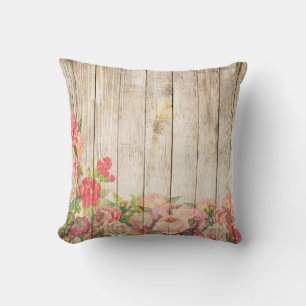 Coussin Vintage Russe Romantique Rose Bois