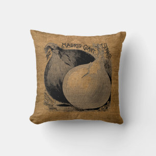 Coussin Vintage Rustique Faux Burlap Onion Sack