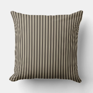 Coussin Vintage Rustique Naturel Charbon À Rayures Ticking