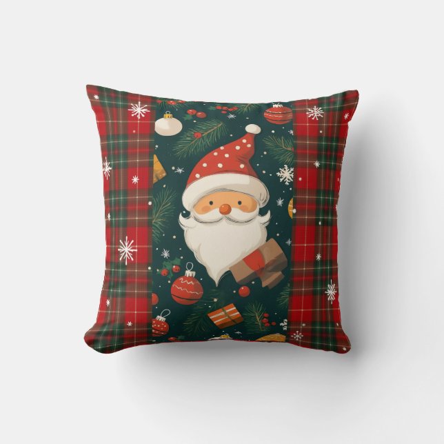 Coussin Vintage Santa Claus Christmas Throw Pillow (Recto)