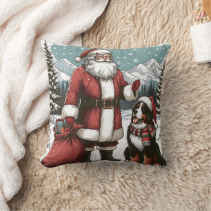 Coussin Vintage Santa Claus et la montagne bernaise
