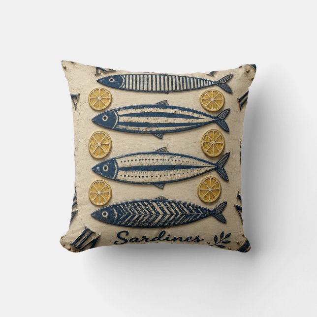 Coussin Vintage Sardines (Recto)