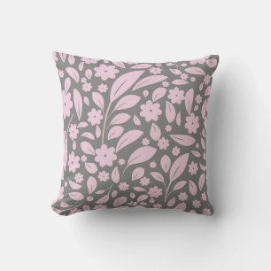 Coussin Vintage seamless pattern with pink flowers and lea