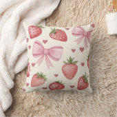 Coussin Vintage Strawberry and Pink Bows Coquette Pillow (Couverture)