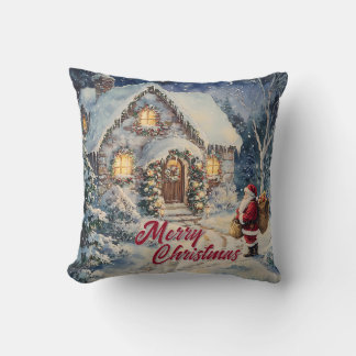 Coussin Vintage Style Christmas Santa Claus at Home