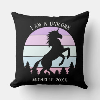 Coussin Vintage Sunset Je suis une licorne Nom de l'éducat