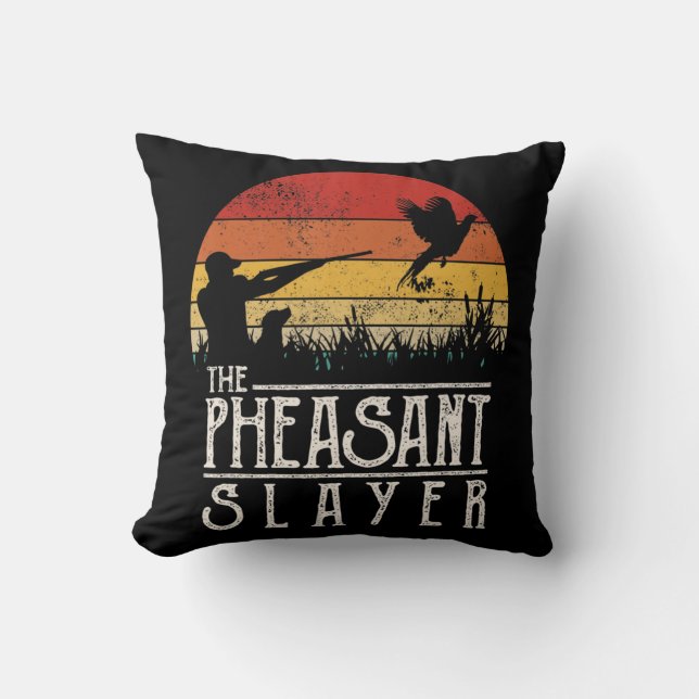 Coussin Vintage Sunset Retro Style Pheasant Chasse Pheasa (Recto)