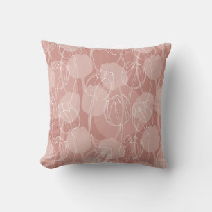 Coussin Vintage Tulipes blanches Arrière - plan rose