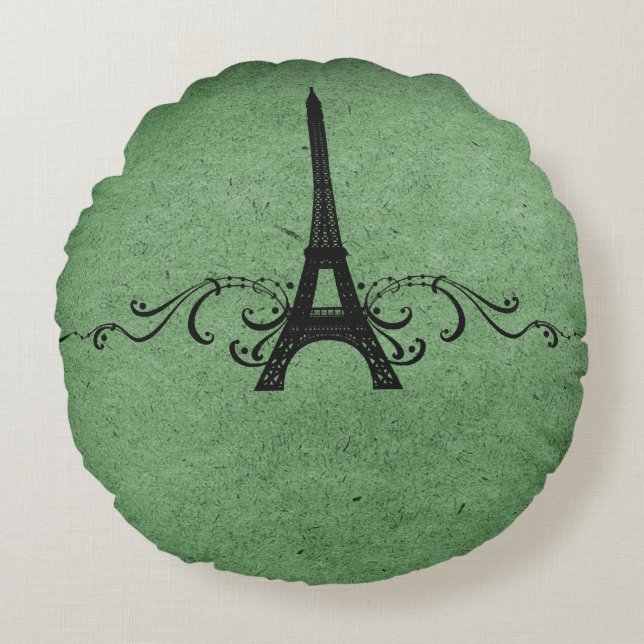 Coussin Vintage vert à la française (Devant)