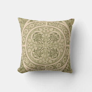 Coussin Vintage vert Art Nouveau motif floral