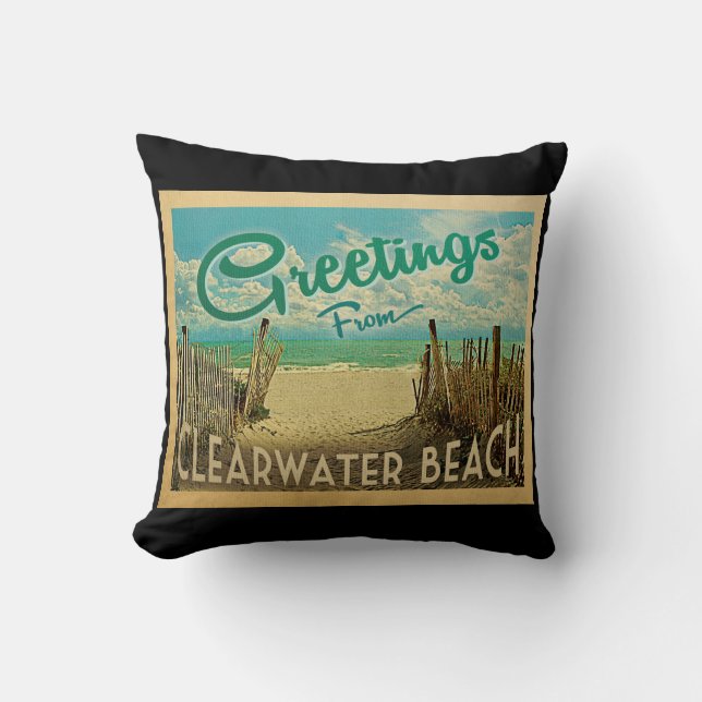 Coussin Vintage voyage de Clearwater Beach (Recto)