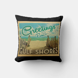 Coussin Vintage voyage de la plage de Gulf Shores