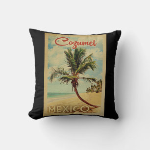 Coussin Vintage voyage de palmier de Cozumel