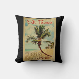 Coussin Vintage voyage de palmier de St Thomas
