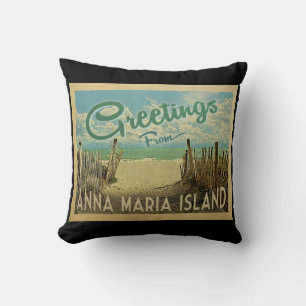 Coussin Vintage voyage de plage d'île d'Anna Maria