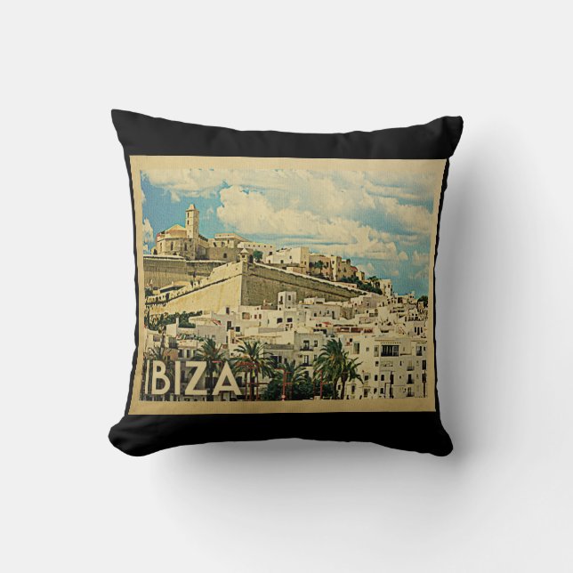 Coussin Vintage voyage d'Ibiza Espagne (Recto)