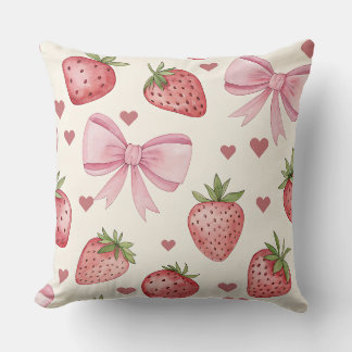 Coussin Vintage Watercolor Strawberry Decorative Pillow