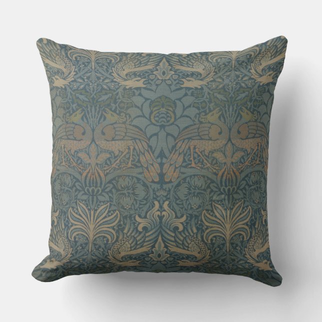 Coussin Vintage William Morris Peacock et Dragon (Recto)