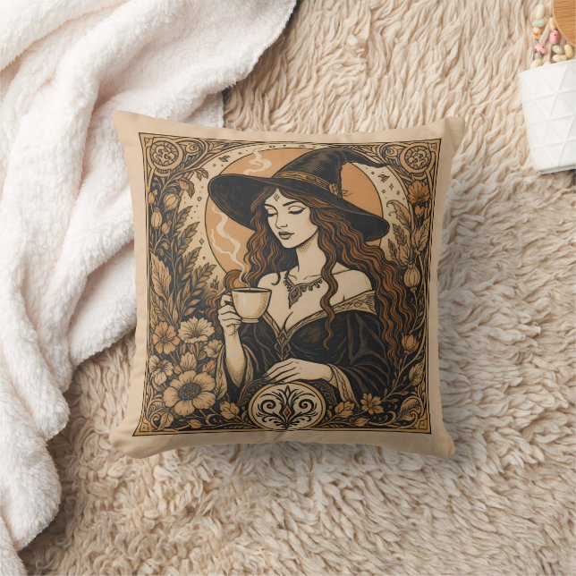Coussin Vintage Witch Tea Time (Couverture)